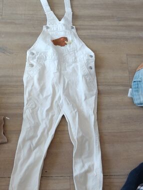 Christian Robinson 5t Cream Kids Overalls with Whale Patch
